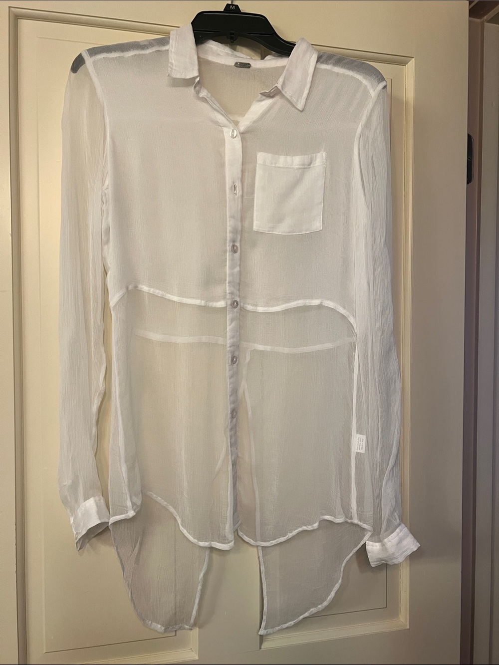 Chan Luu White Sheer Button-Up Shirt - Lightweight Long Sleeve